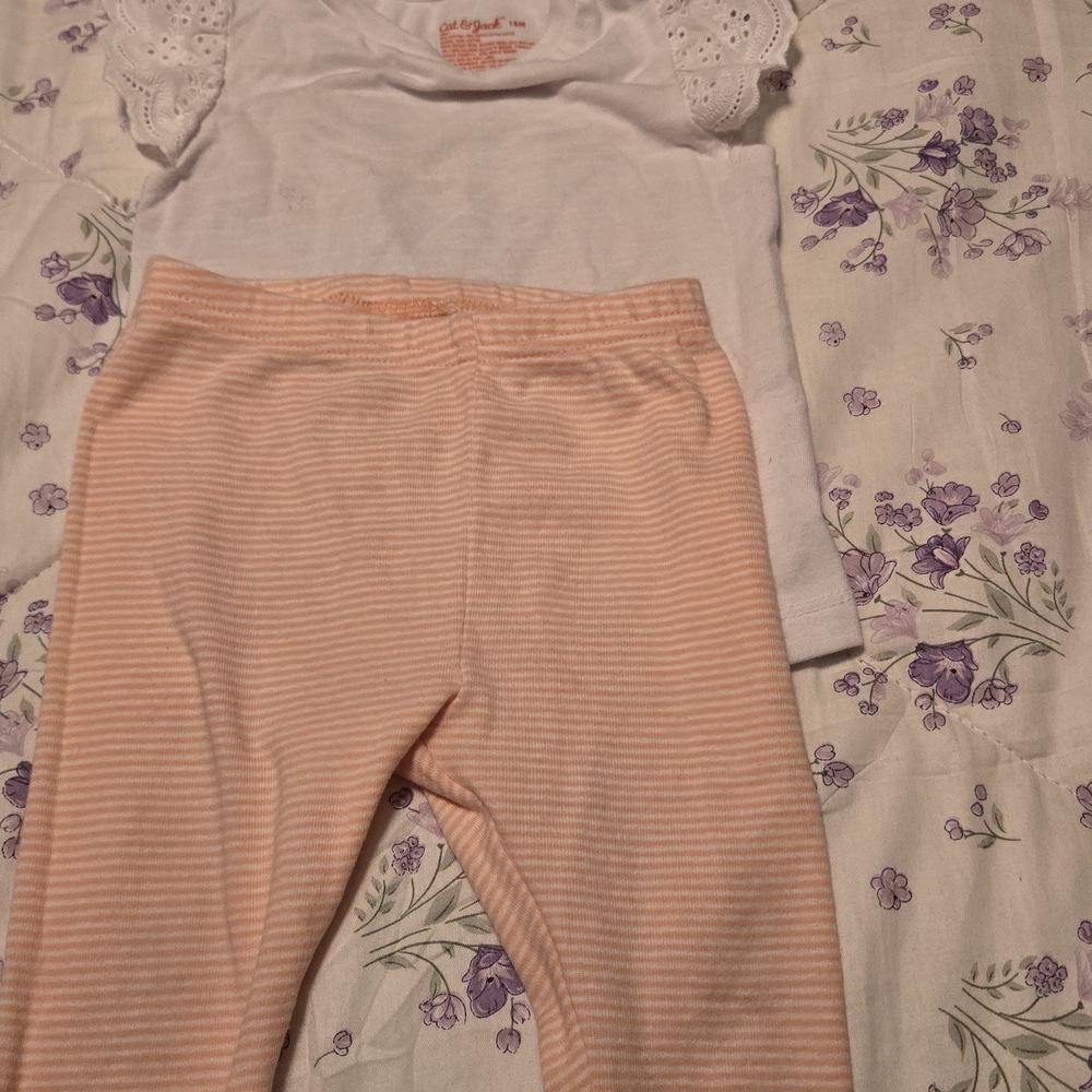 Cat & Jack Peach and White Striped Leggings